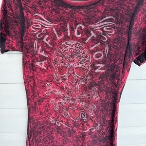 Affliction Crimson Skull Graphic Tee